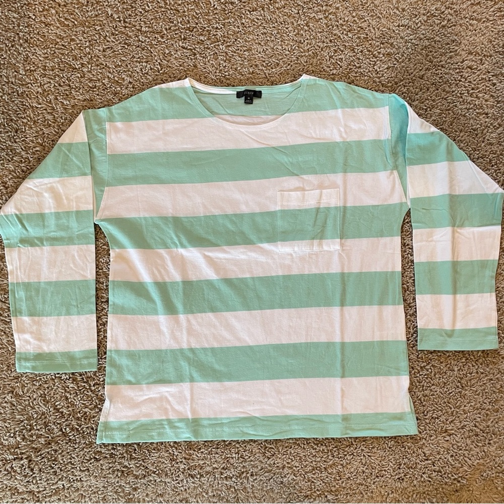J Crew Essential Wide-Sleeve Striped T-Shirt Size Medium